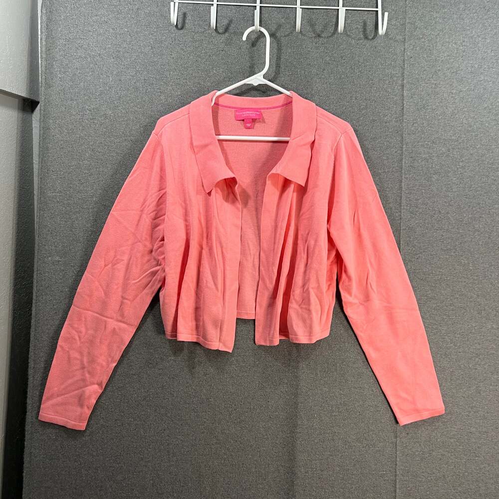 Isaac Mizrahi Live! Collared Sweeter Cardigan Cardigan Pink Frosting, Large